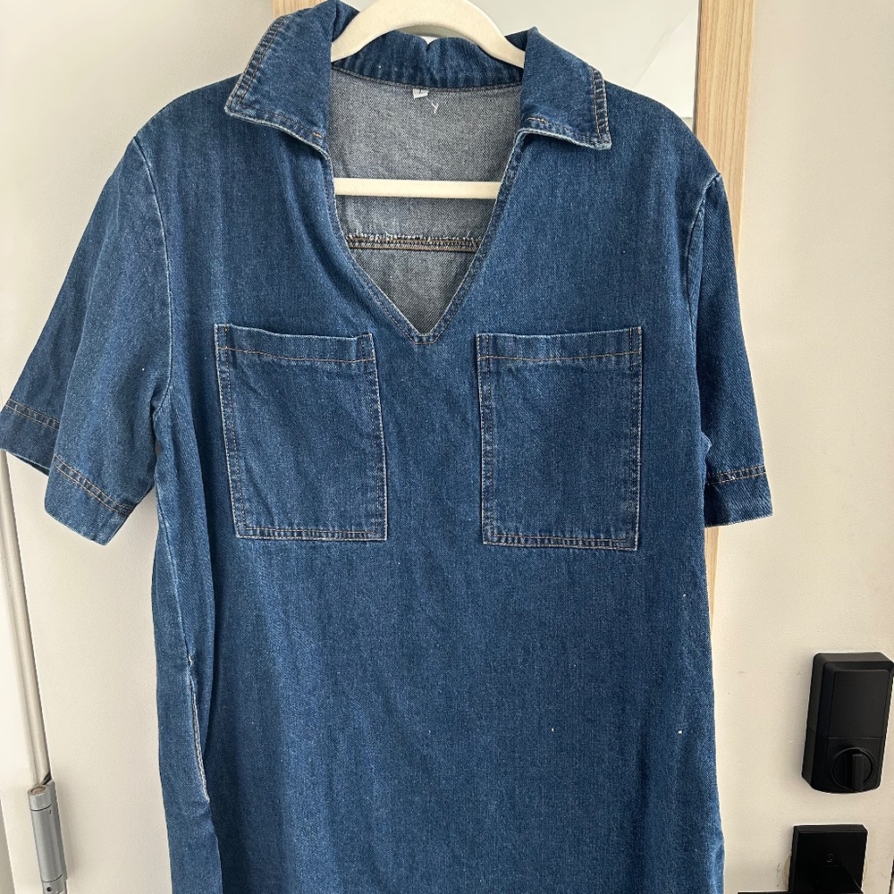 Jean shift dress size L with breast patch pockets